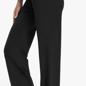 Womens High Waisted Wide Leg‎ Trousers Black Elastic Waist Business Casual Pants